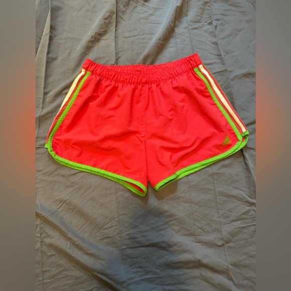 Adidas Women's Climalight Pink Shorts with Green Trim - Picture 1 of 7